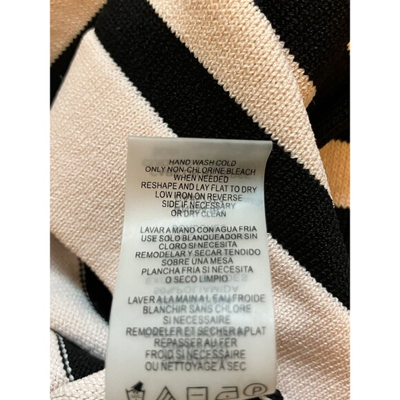 KARL LAGERFELD Black & Pale Pink Blush Striped Stretch Knit Top Sequins XL - Picture 6 of 6